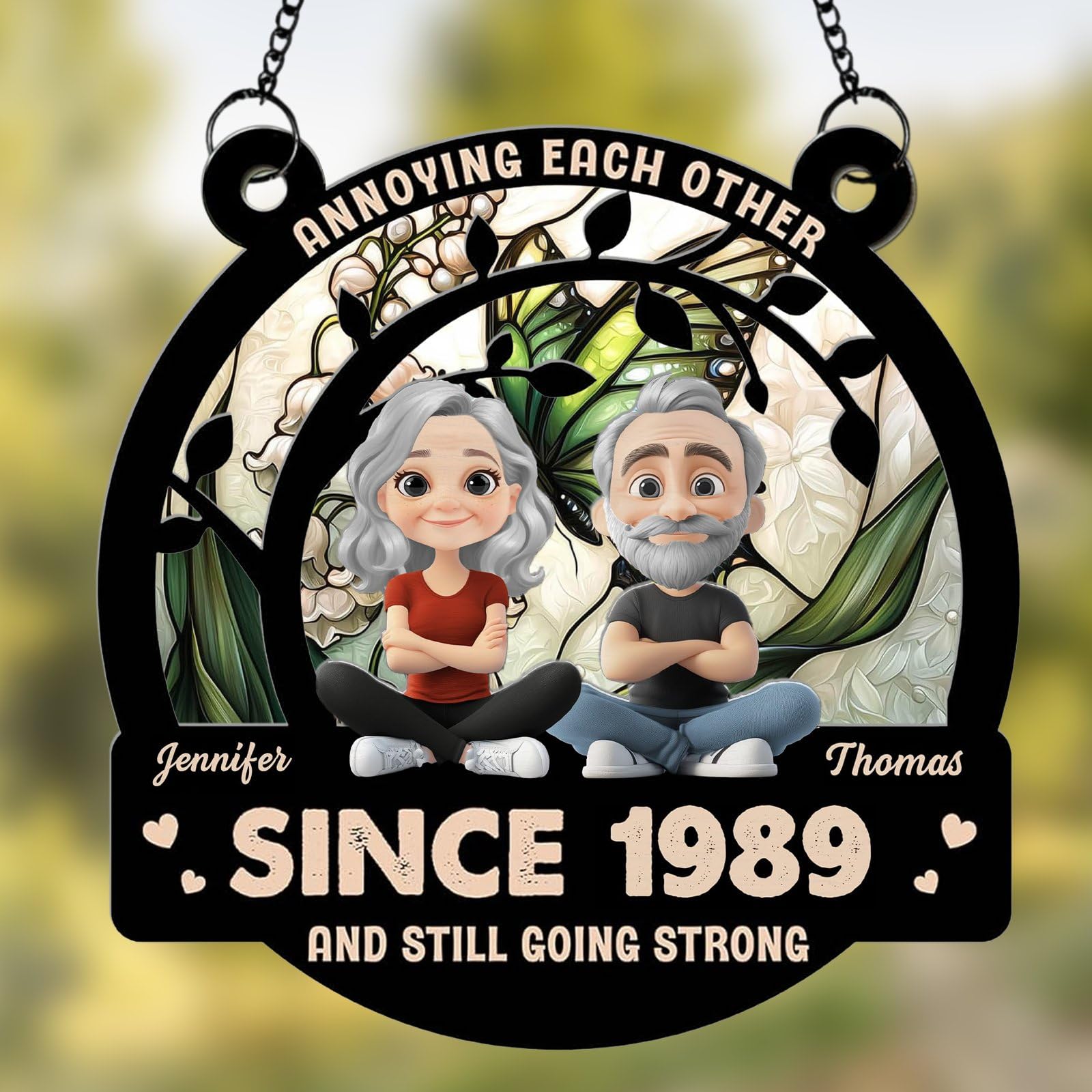 Annoying Each Other Personalized Ornamen - Annoying Each Other Since and Still Going Strong Personalized Acrylic Hanging Decoration for Grandma Grandpa Dad Mom Family Friends, for Couple Wedding Gift