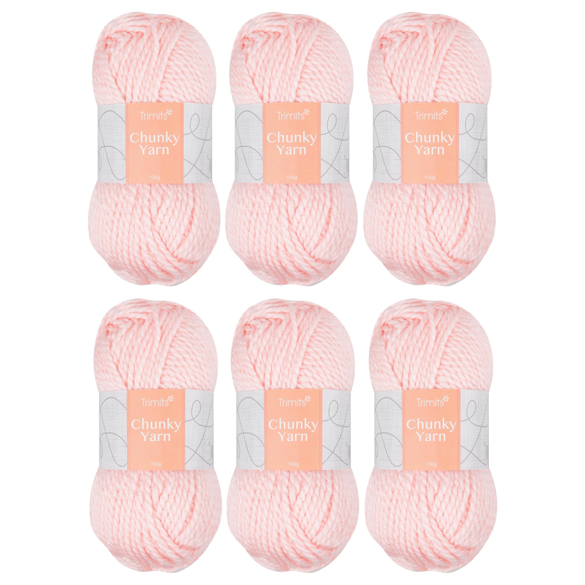 Trimits Knitting Yarn: Chunky: 6 x 100g: Pink