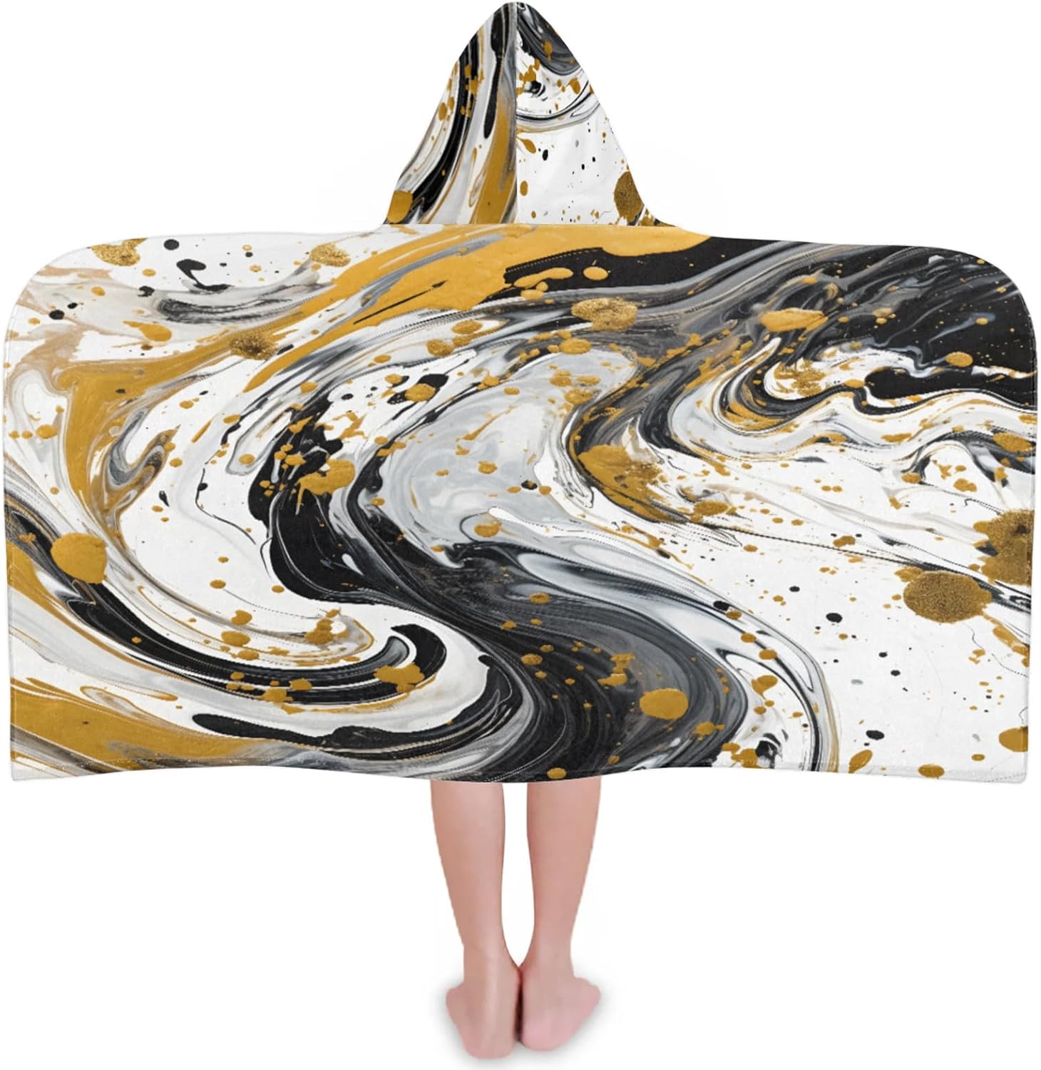Pink Marble Print Hooded Towels for Kids Absorbent Soft Pool Swim Beach Bath Towel for Boys Girls, 24 in x 50 in