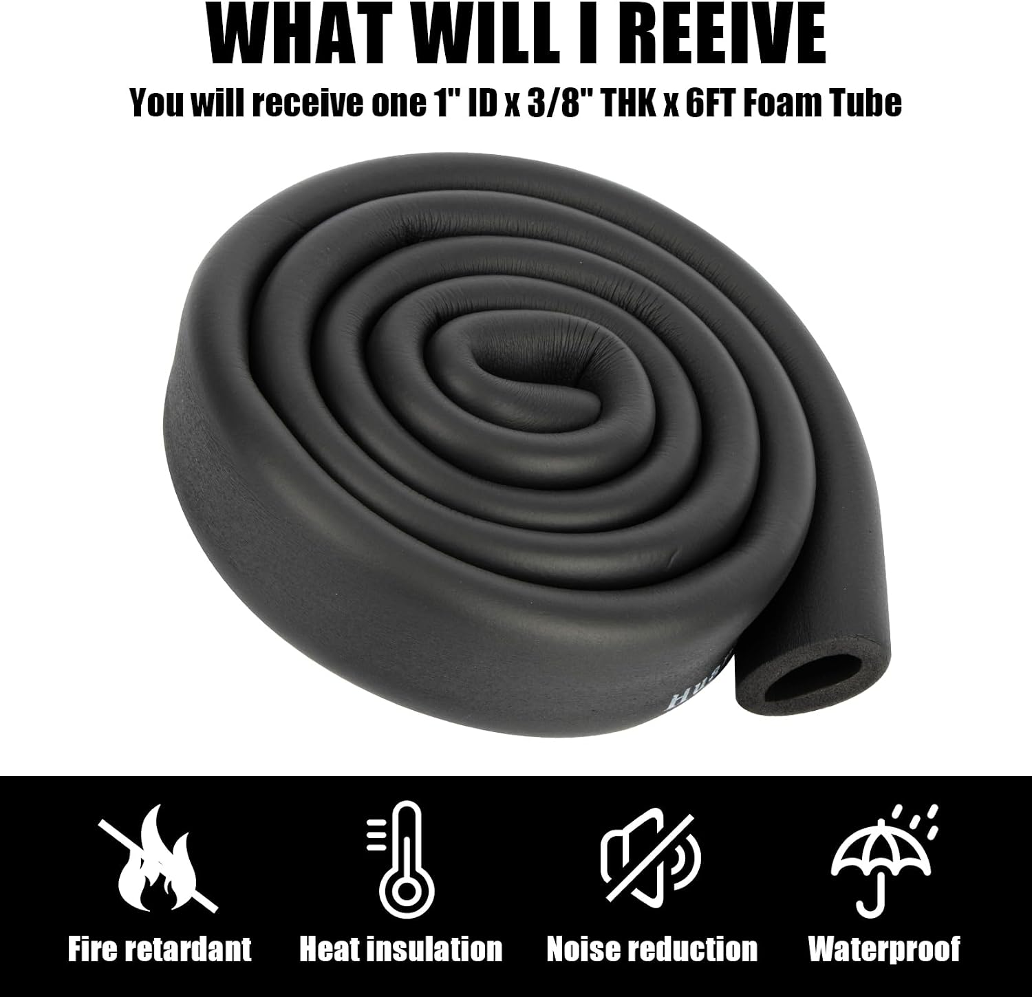 Pipe Insulation Foam Tube - Foam Pipe Insulation for Pipe Freeze Protection and Sharp Edge Protection 1" ID x 3/8" THK x 6FT