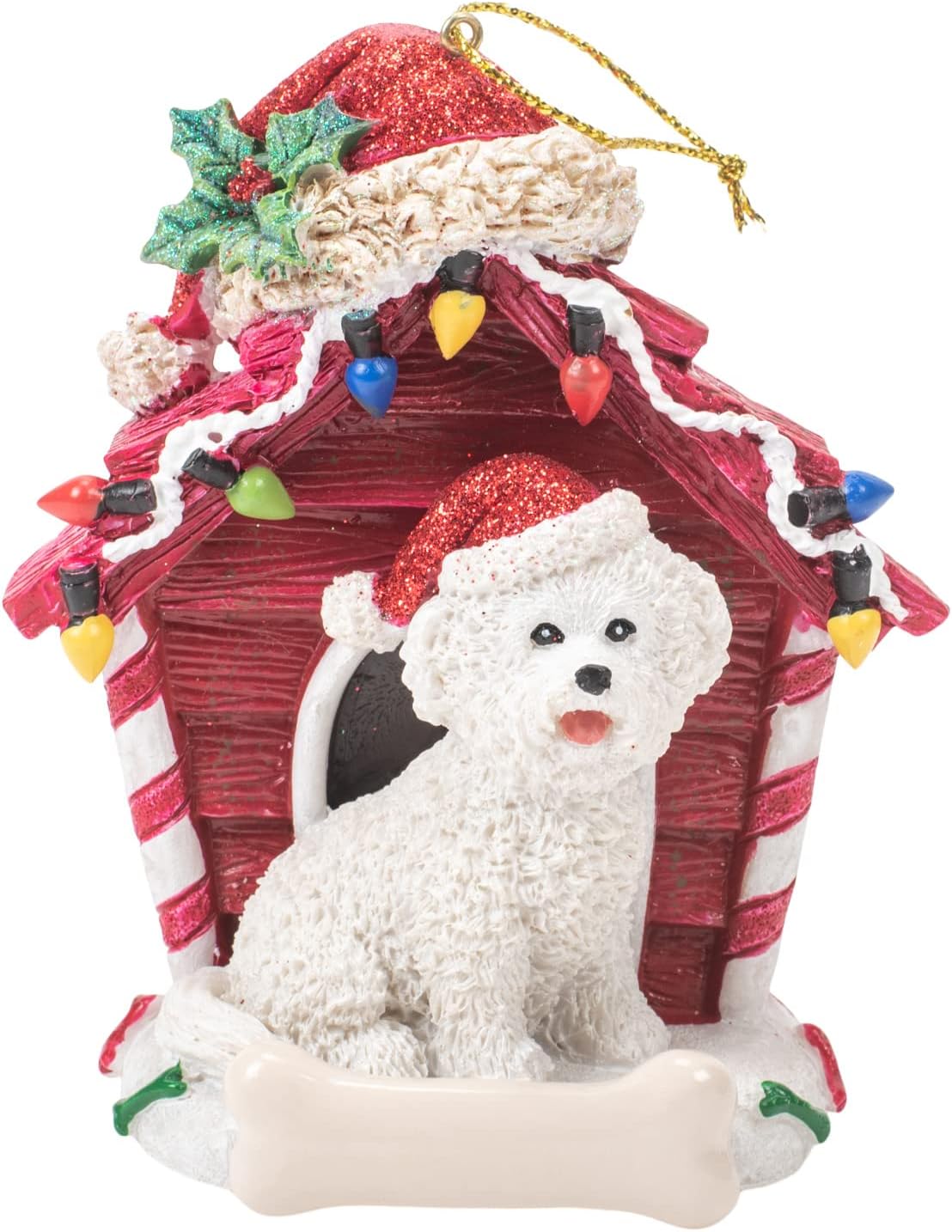Kurt Adler Bichon Frise with Dog House Ornament