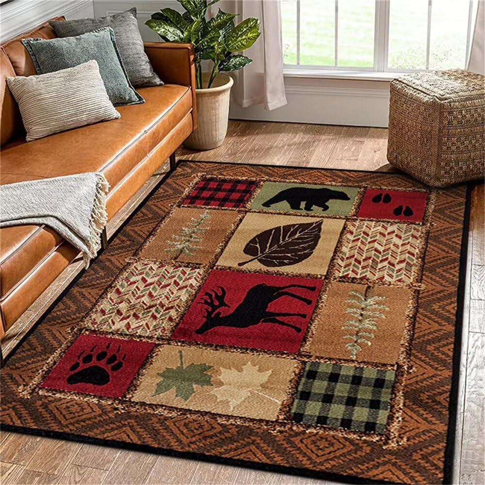 Tapis de cuisine facile d'entretien anti-vibration rouge marron 170x240