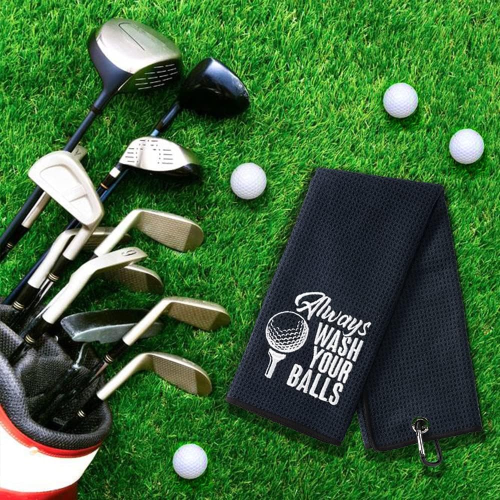 review DYJYBMY Always Wash Your Balls Funny Golf Towel,Embroidered Golf Towels for Golf Bags with Clip,Golf Gifts for Men,Birthday Gifts for Golf Fan,Golf Joke,Funny Gag Gift