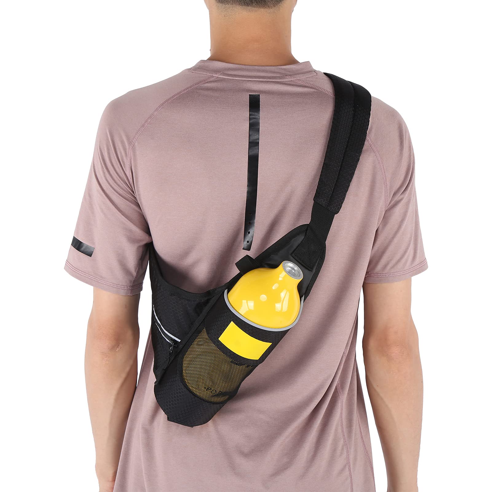 VGEBY Kit de Réservoir de Plongée, équipement de Réservoir de Plongée sous-Marine 1L Kit de Dispositif de Respiration sous-Marine pour Réservoir D'oxygène Portable avec Adaptateur(Jaune)
