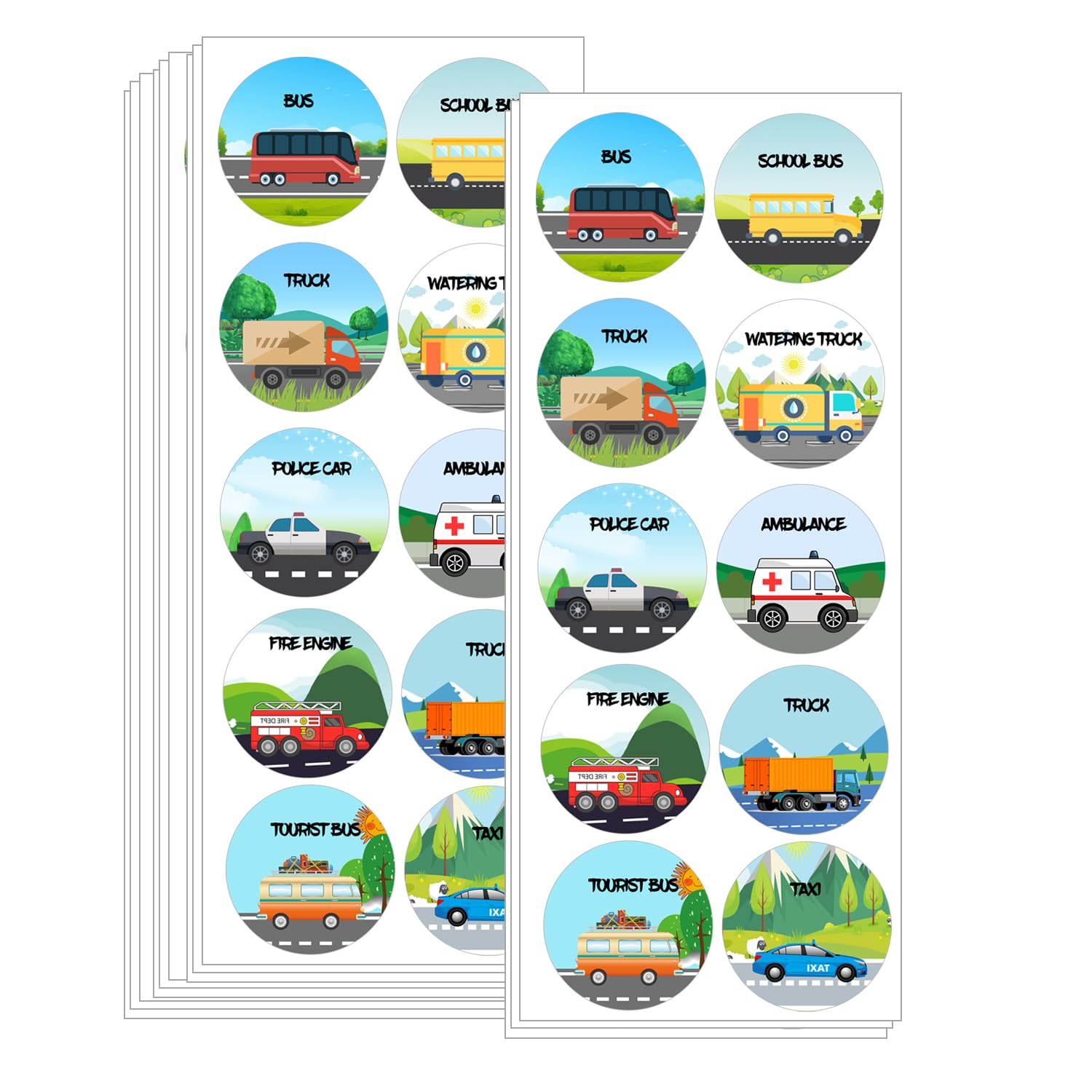 1000 Pcs Transportation Vehicle Stickers 1.5 inch Multi-Use Car Theme Recognition Labels Educational Transport Reward Learning Labels of Office Decoration Classroom Rewards Gifts