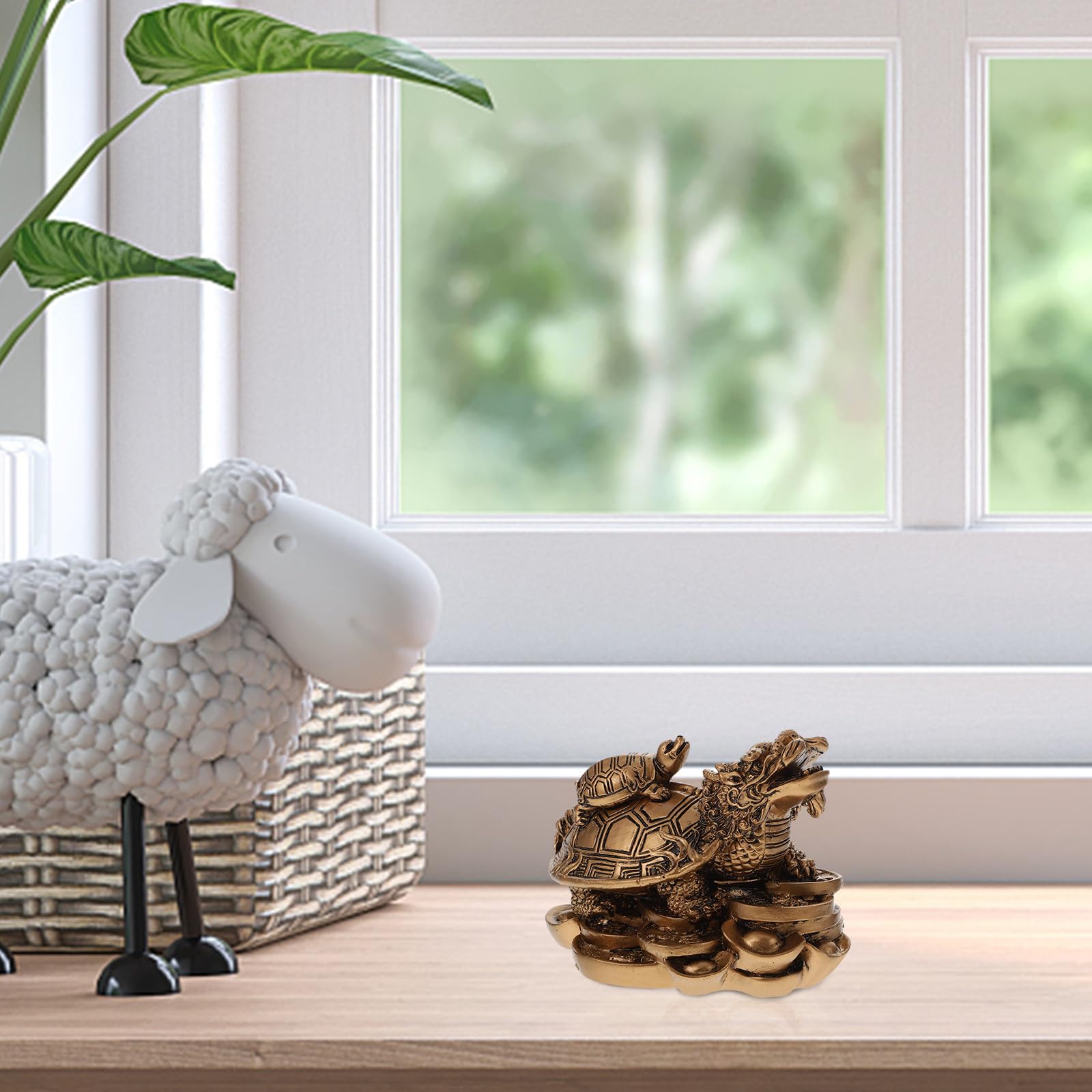 Generic Pulpit Feng Shui żywica żółw smok figurka zwierzątko do domowego biura dekoracyjna ozdoba bogactwo dobrobyt 2,2 cala