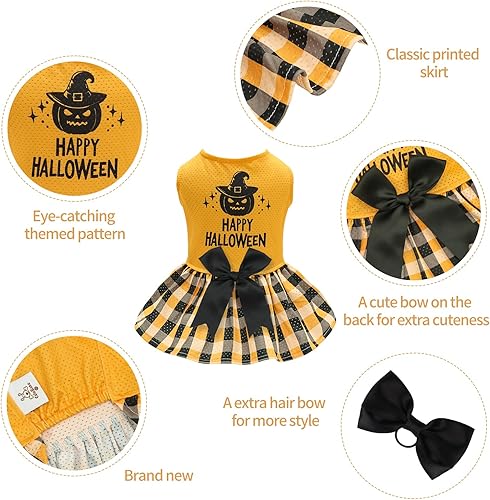 Miniatura 2 de CuteBone Vestido de malla para perro, vestido de Halloween para cachorros, traje de verano para mascotas, moda de verano para perros pequeños, ropa