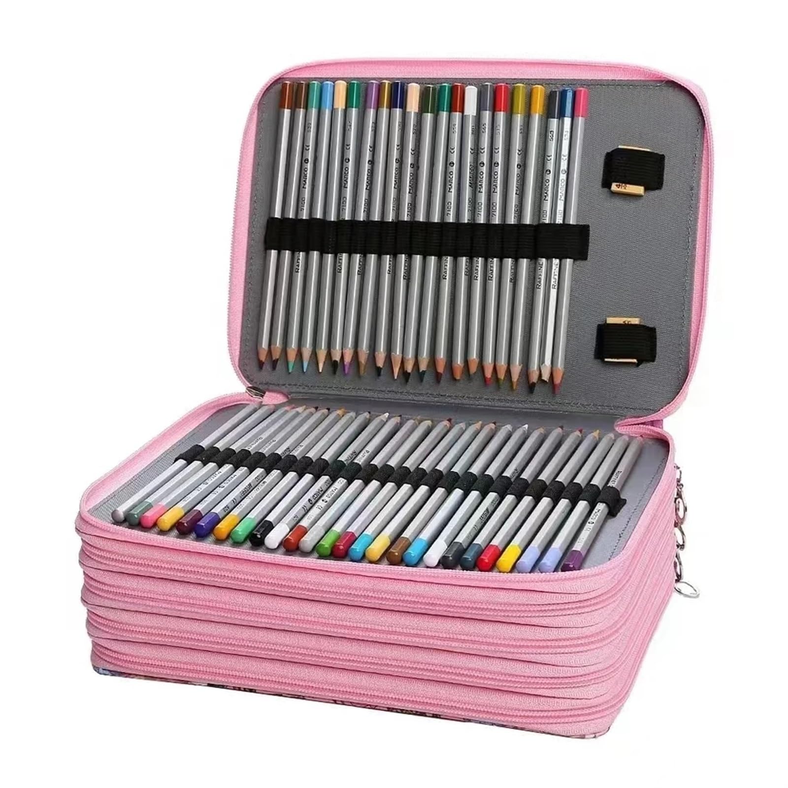 Colored Pencil Pouch Estuche for lápices con 200/252 Agujeros y Flores de Colores