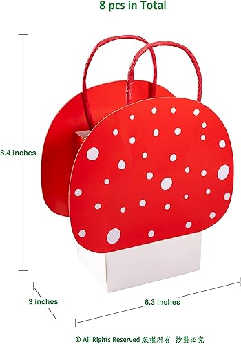 Miniatura 2 de Cheerland Regalos de fiesta de hongos, decoraciones de fiesta de cumpleaños de hadas, bolsas de regalo de hongos, bosque encantado, Alicia en el