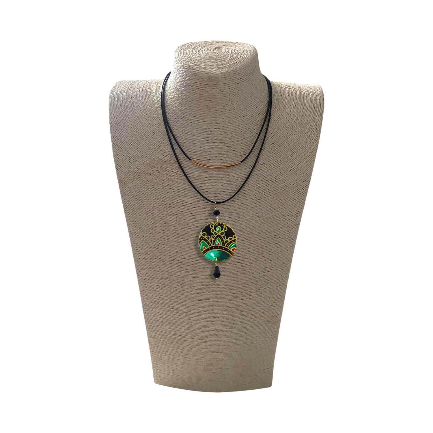 Collar con colgante Decoración cerámica de Vietri – Collar con colgante de madera pintado a mano, medallón artesanal, joya elegante, idea de regalo para mujer, Made in Italy, homenaje a Vietri