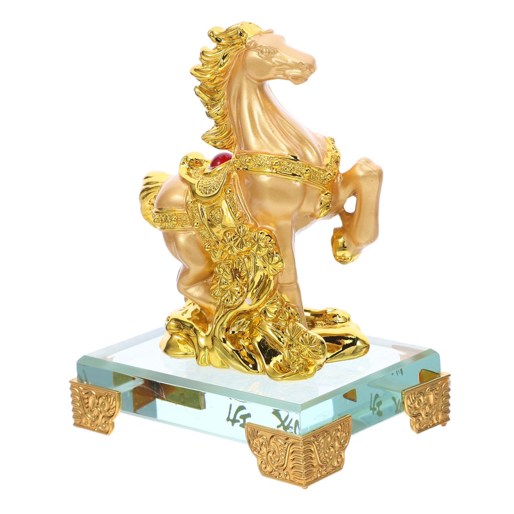 Statue cheval Feng Shui résine dorée pour revitaliser un bureau terne et attirer la réussite
