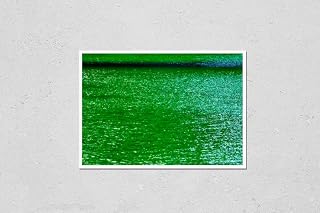 Wall Art Poster Print of Dyed Green Chicago River Sparkling in Direct Sunlight During St. Patrick's Day Celebration