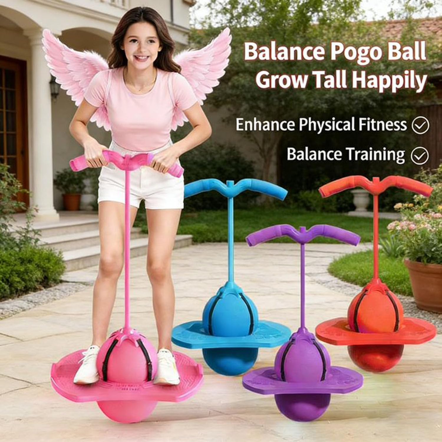 Balance Jumping Ball, Pogo Sticks for Girls Pogo Stick with Handle, Up to 220lbs/100kg - Image 5