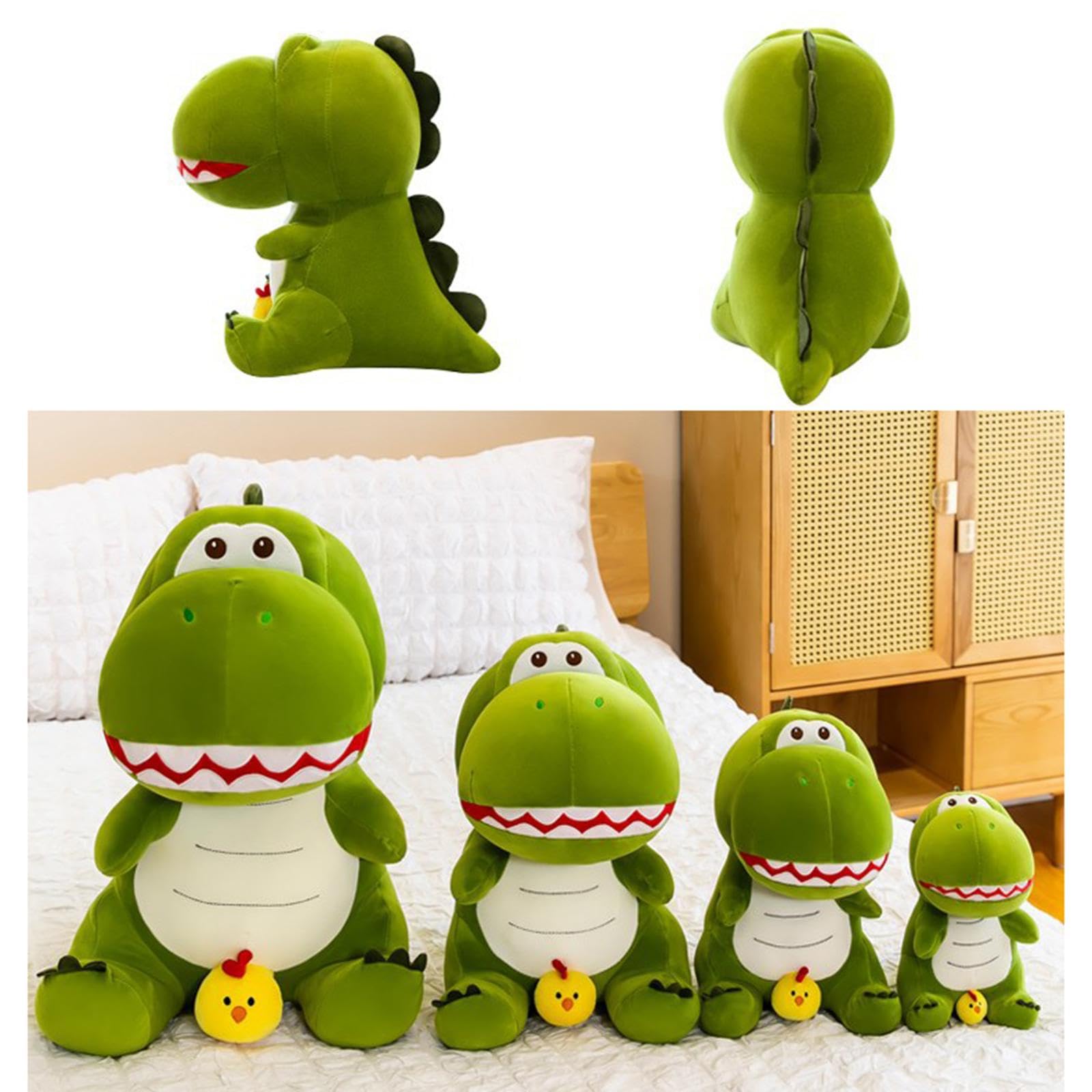 Qianly Peluche Dinosauro Giocattolo Imbottito Pupazzo Cuscino Morbido Regalo Decoro Adatto per Camera Letto Casa Soggiorno Bambini Auto, 45 cm