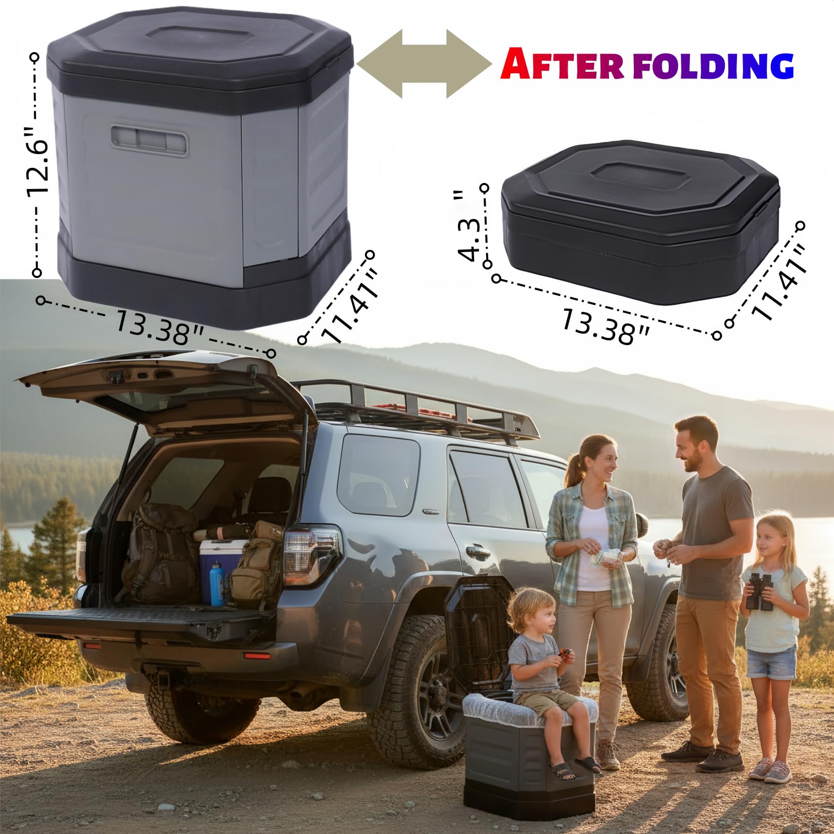 Tragbare Camping-Toilette, zusammenklappbare Reise-Toilette mit Deckel für Erwachsene und Kinder, kompaktes tragbares Töpfchen für Camping, Wandern, Autoreisen, Wohnmobil, LKW, Bootfahren