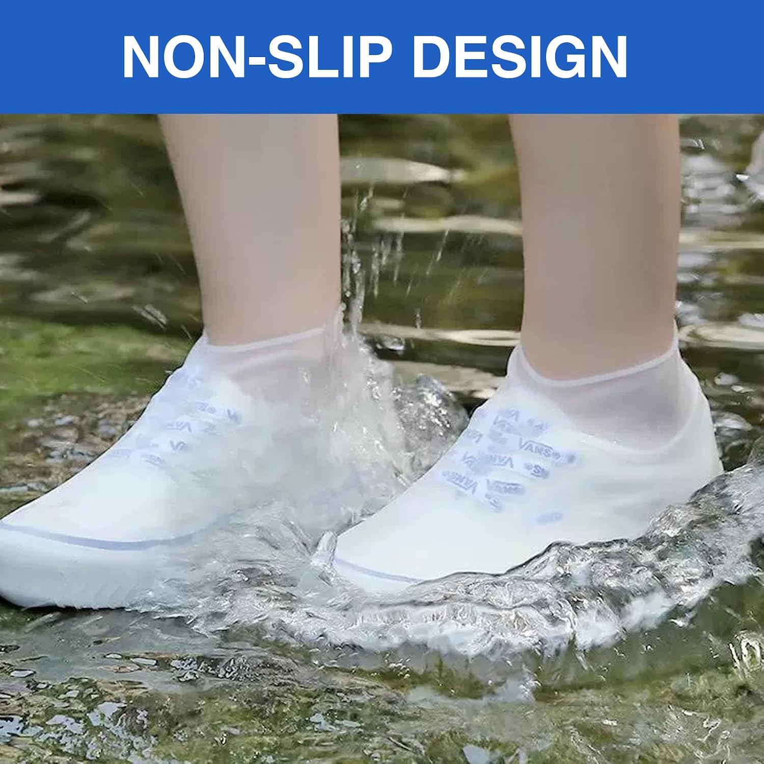 3 Pairs Waterproof Silicone Rain Shoe Covers, Non Slip Reusable Shoes Cover, Boot Protectors For Women(Clear, Medium)