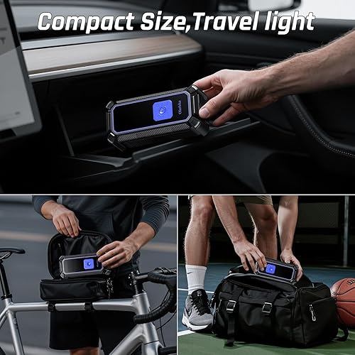 Miniatura 4 de OlarHike Inflador de neumáticos inalámbrico, compresor de aire portátil, 150 PSI de doble potencia, 5400 mAh y 12 V CC, bomba de aire para