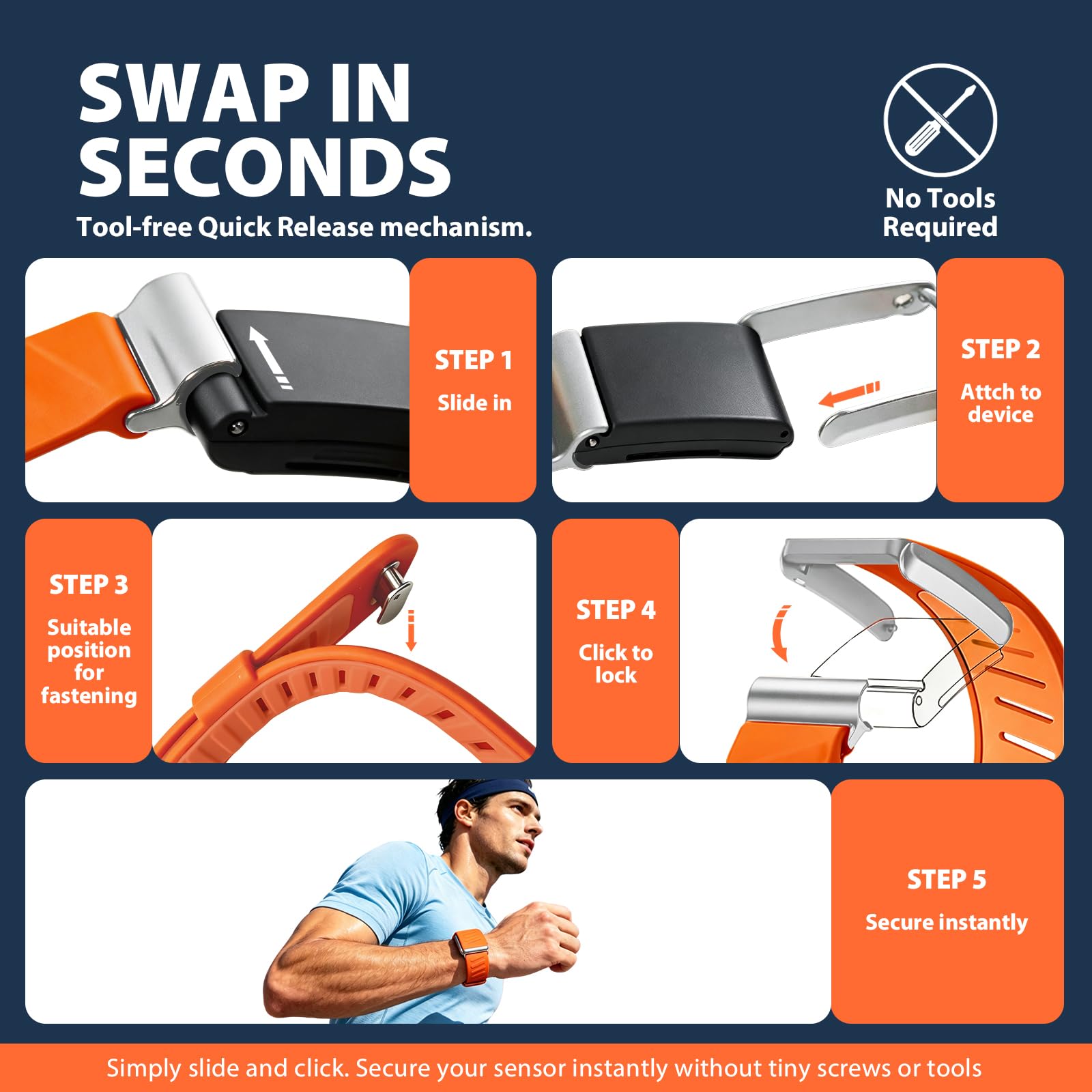 Bracelet de montre de sport, compatible avec Whoop 5.0 One/Peak (non compatible avec Whoop 5.0 Life) Bracelet de rechange simple en silicone imperméable et respirant adapté pour Whoop 5.0