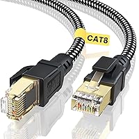 Vista 14 de BUSOHE Cable Ethernet Cat 8 de 3 pies, cable de red de internet trenzado de alta velocidad de 40 Gbps 2000 MHz con conector RJ45 chapado en oro