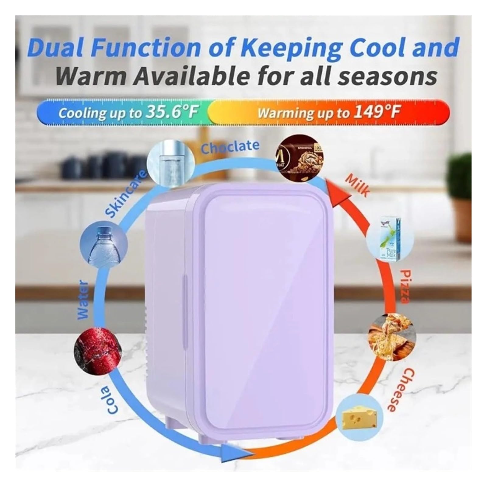 Mini refrigerador portátil termoeléctrico de 6L, refrigerador Compacto, CA/CC, for el Cuidado de la Piel, Bebidas, refrigerios, hogar, Oficina, Dormitorio, Camping.