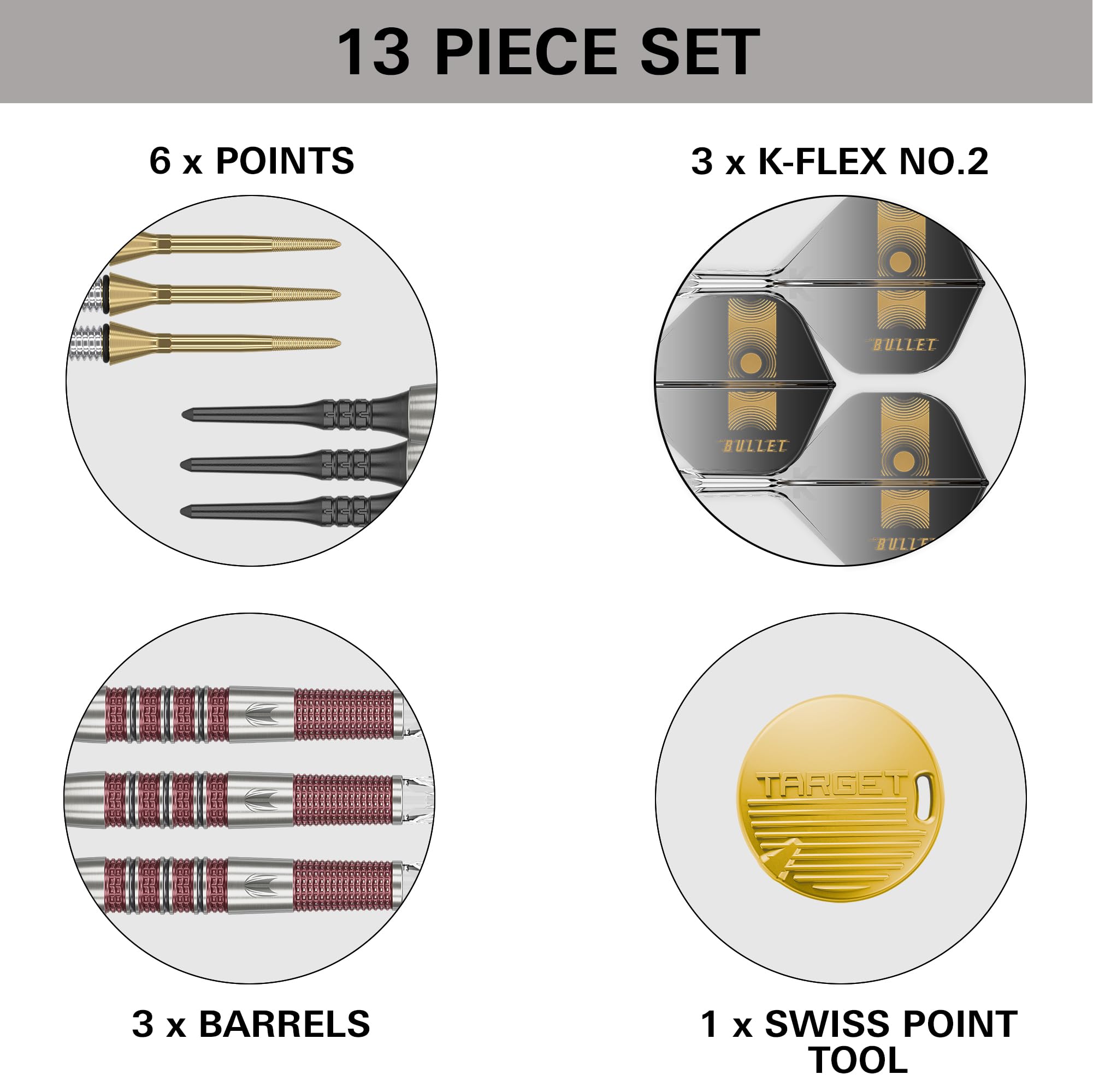 Target Darts Stephen Bunting 95K Set di Freccette a Punta Morbida, 19G | Alette e aste Kflex, The Bullet Player Edition Freccette al 95% di Tungsteno, Punta in Acciaio Nano Swiss Conversion Points
