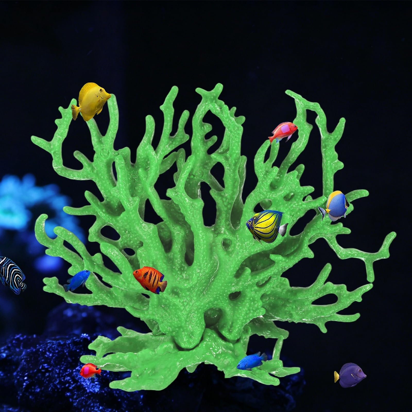 M METERXITY 1 Pack Fake Coral Fish Decorations for Tank, PVC Coral Decor, Artificial Aquarium Decor [Green, 5.91'' x 2.17'' x 4.72'',L x W x H]