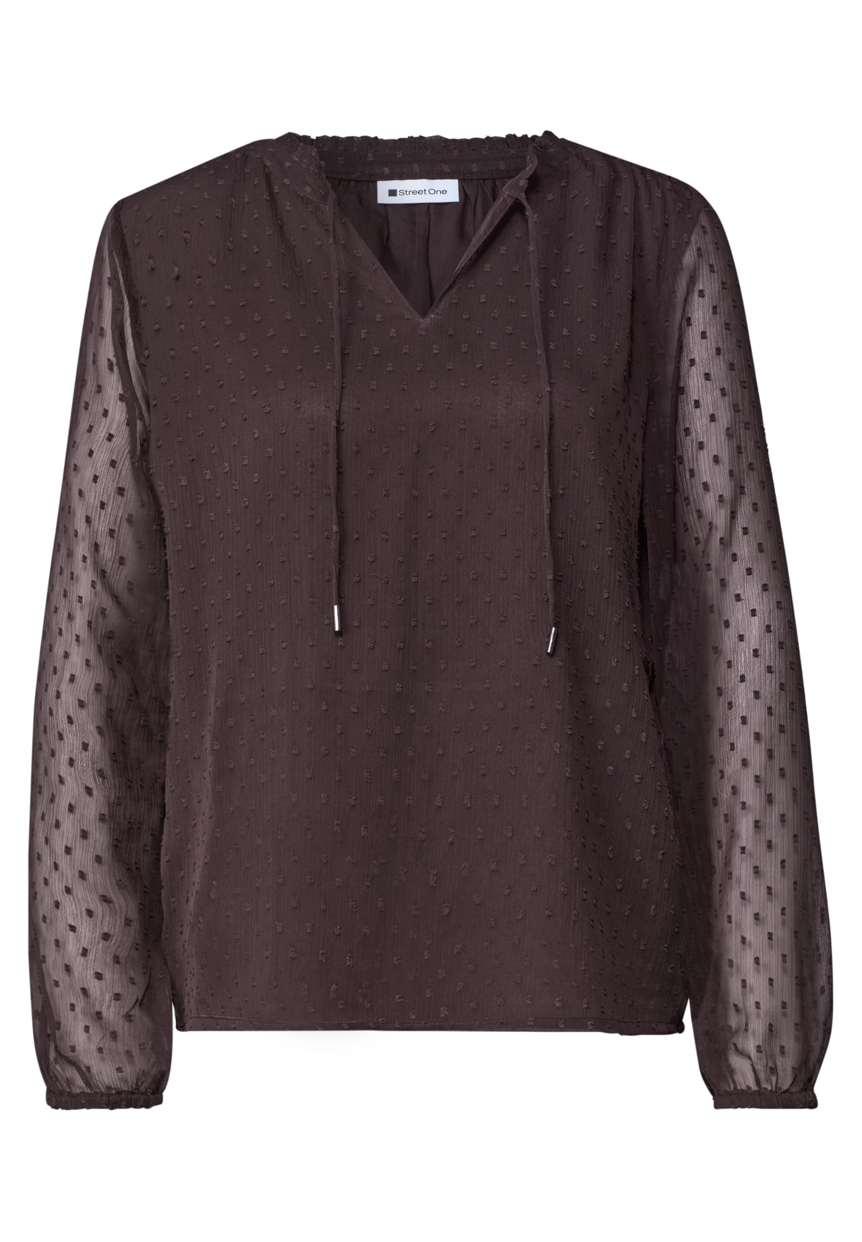 Street One Chiffon-Bluse mit Split Neck und Bändern