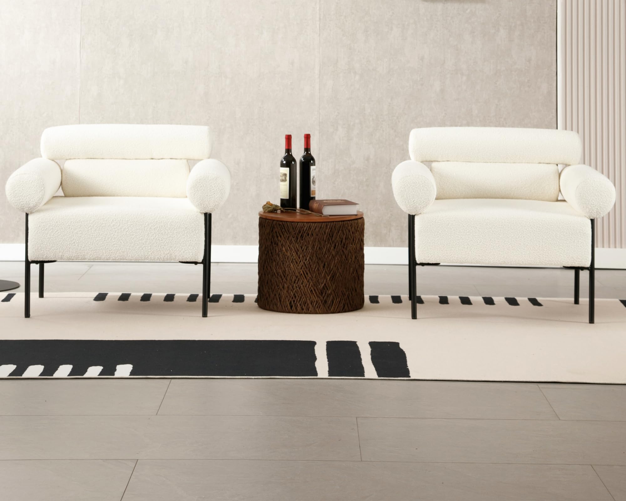 VESCASA Oversized Sherpa Accent Chair Set Of 2 - Comfy Armchair With Metal Legs For Living Room