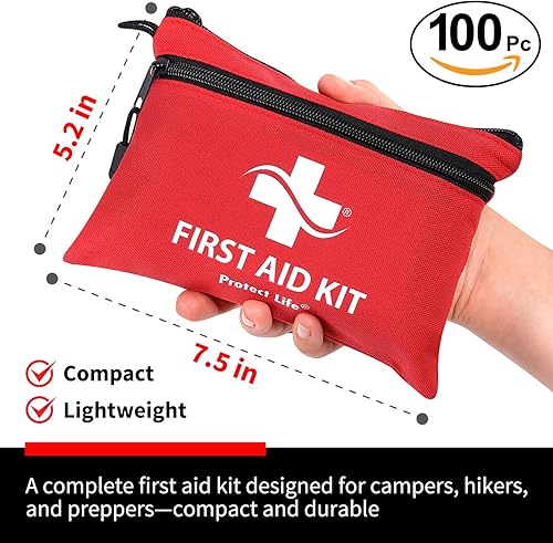 Vista 5 de Protect Life Survival First Aid Kit for Home/Business, Camping Survival Kits Mini Travel First Aid Kit Camping Equipment Small Kits for Car