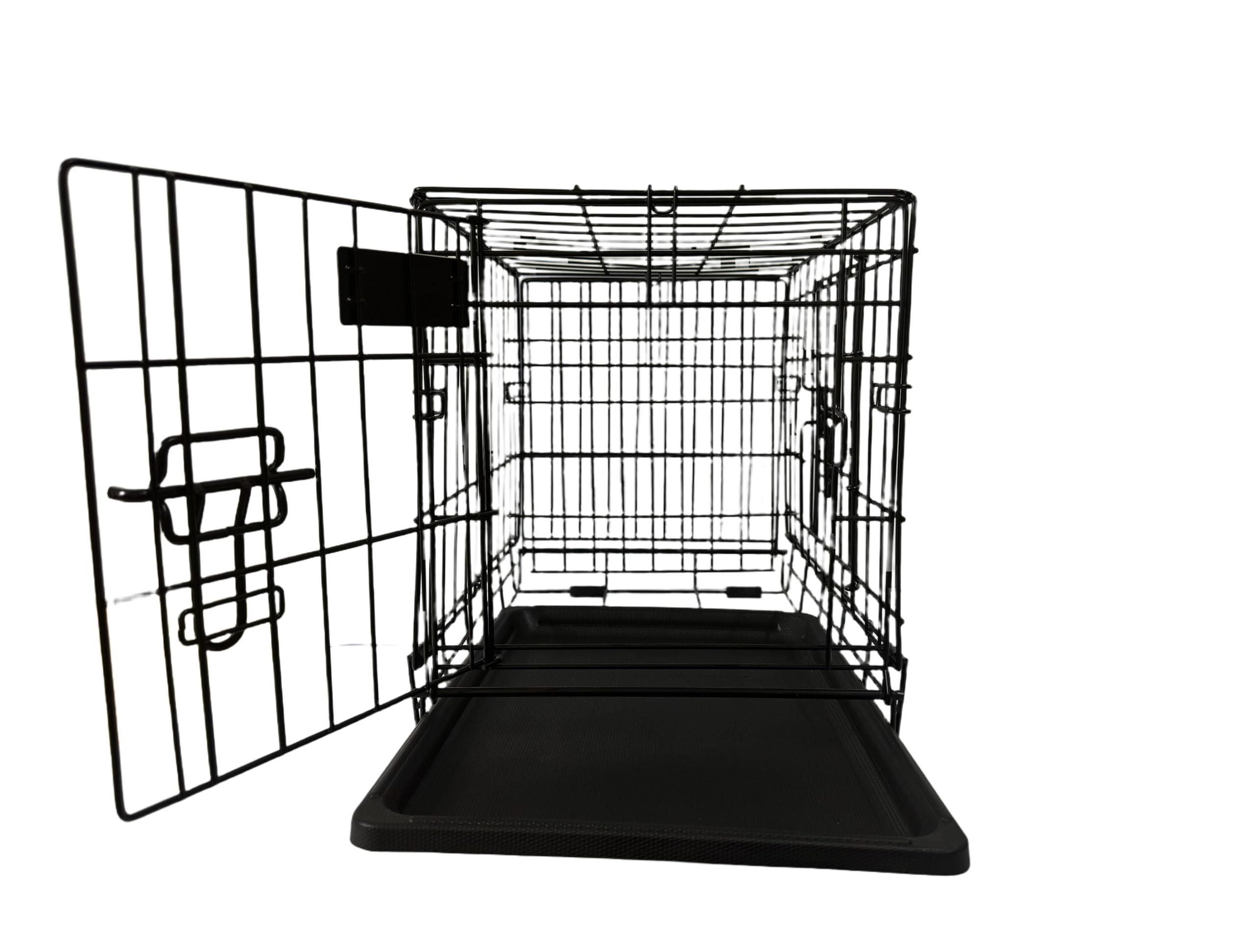 Cage de transport en fil métallique pour chien avec plateau inférieur en plastique (XXS) - Noir