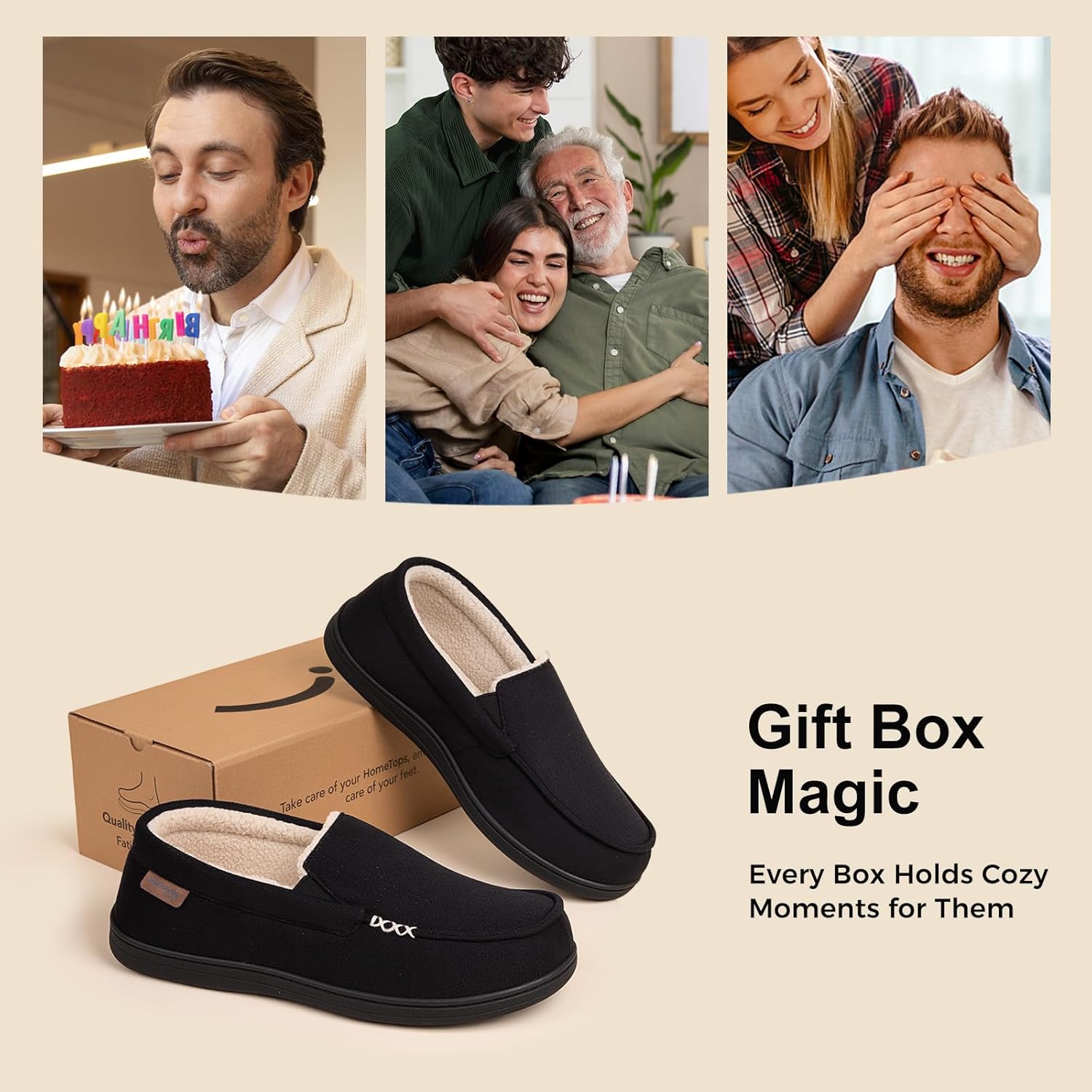 HomeTop Men's Classic Moccasin Slippers Comfy Memory Foam Indoor House Shoes - Image 8