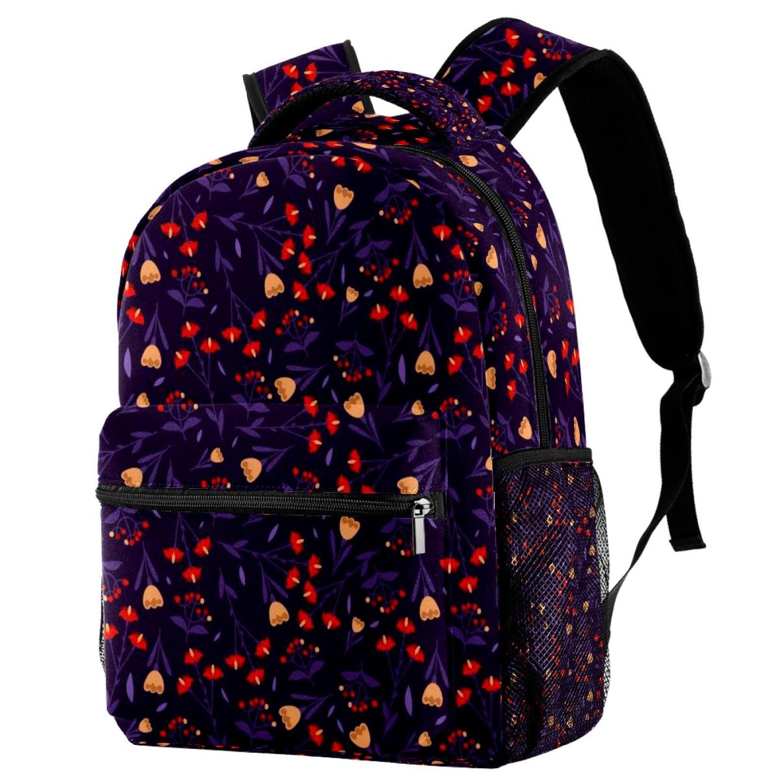 Sac à dos de voyage avec porte-bouteille compartimenté rouge à fleurs medium - 7