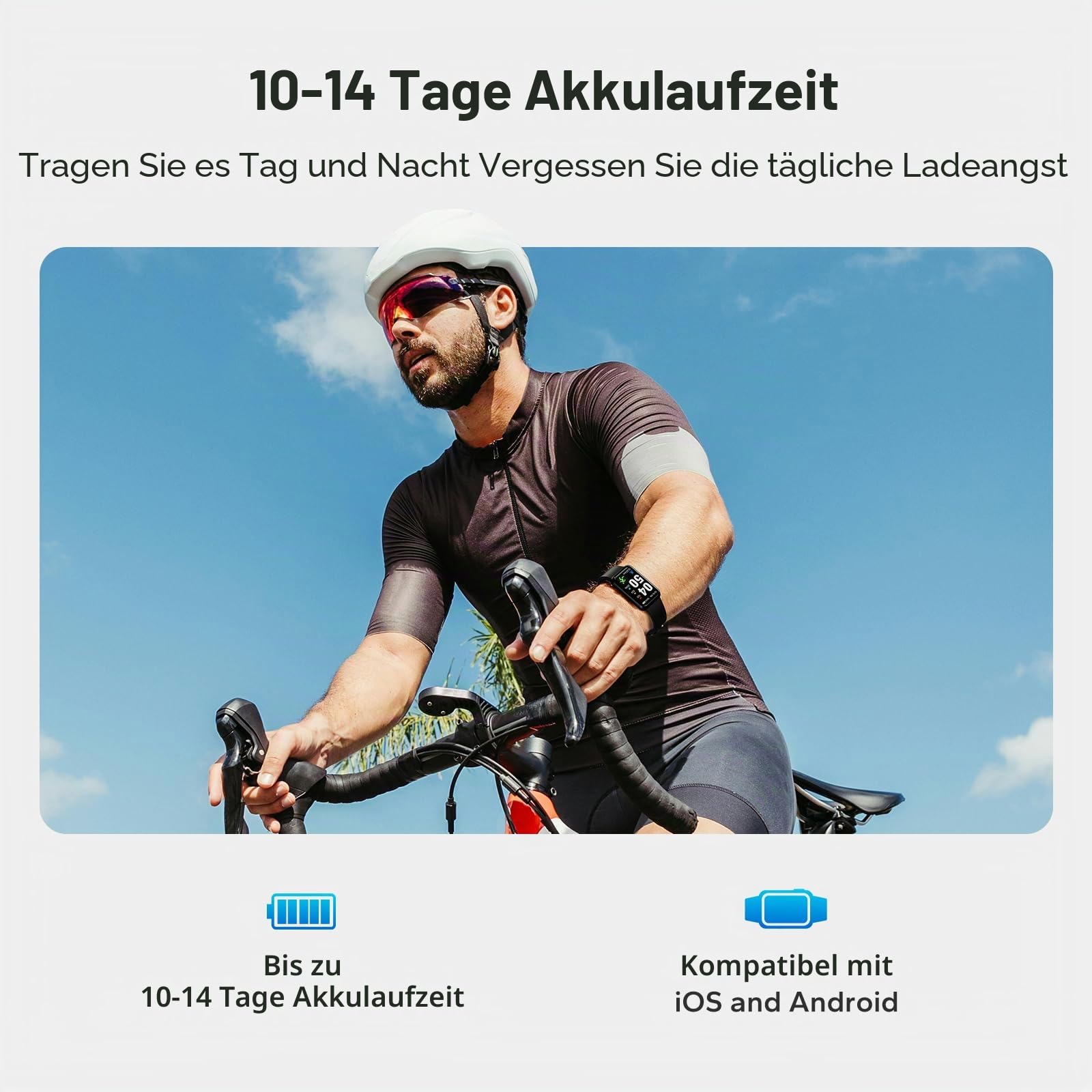 Fitness Trackers,1,47" OLED Display,5ATM IP68 Wasserdicht Fitnessuhr Armband, Aktivitätstracker mit 24h Herzfrequenz, Schlaf, Schrittzähler Smartband Herren Damen Uhr Sportuhr (Schwarz)