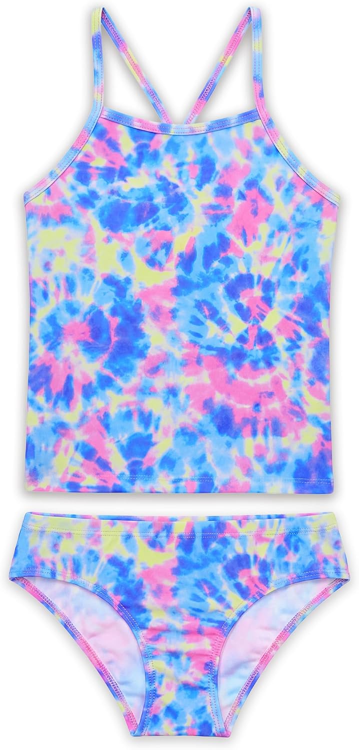 Bathing Suit for Girls 2 Piece Sleeveless Swimsuit Camisole Swimwear with Briefs UPF 50+ Sun Protection
