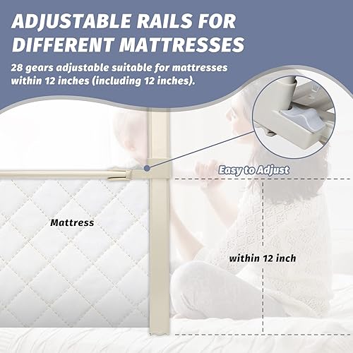 Miniatura 7 de MHOMER Riel de cama para niños pequeños, riel de cama para bebés, niños pequeños, rieles de cama y protectores de riel, rieles de seguridad de cama