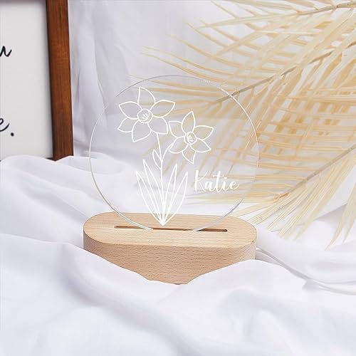 Miniatura 10 de Luz nocturna de flor de nacimiento, luz de noche de flor de caléndula de octubre, luz LED personalizada, regalos para amigos, lámpara de noche LED