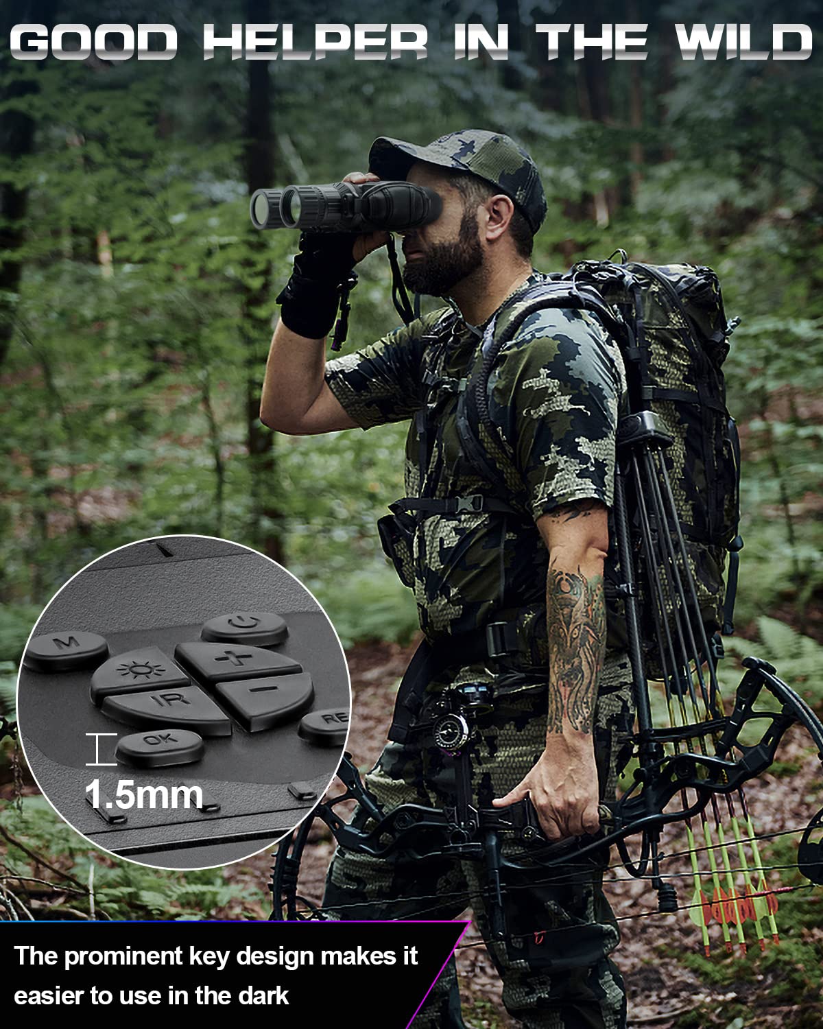 Prismáticos de Visión Nocturna Digital con Pantalla de 4", Binoculares Infrarrojos HD 1080P, Alcance 400m en Oscuridad Total para Observación de Fauna y Senderismo, Tarjeta 32GB Incluida