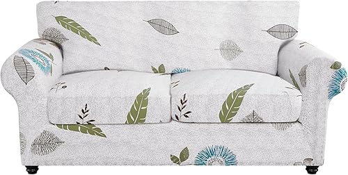 Miniatura 80 de SearchI Funda Elástica para Sofá con Estampado Fundas para Sofá, Patrón Floral Funda para Sillón de 2 Piezas con Funda de Cojín de Silla Separada,