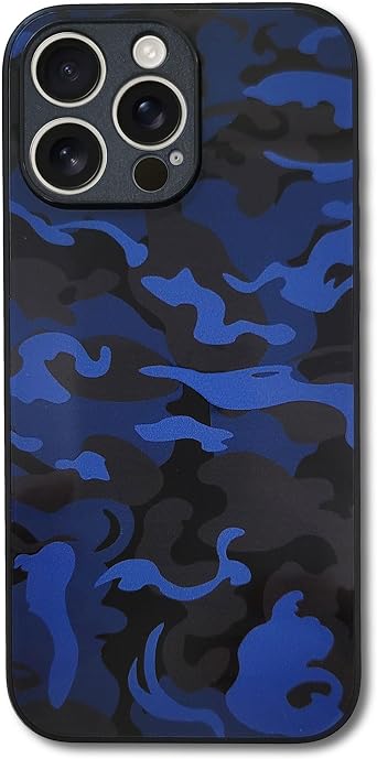 Camo Camouflage Phone Case Compatiable for iPhone 14 Pro Max Blue Camo