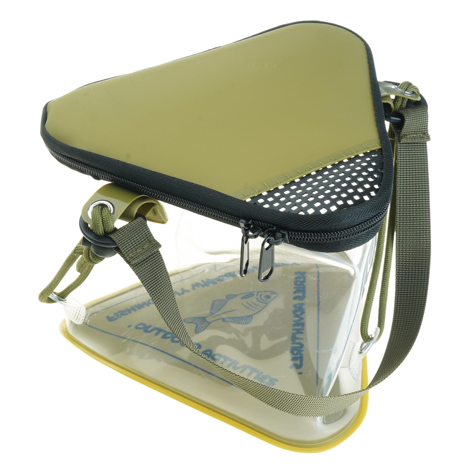 Triangle Fishing Bucket Live Baits Container Portable Water Pail Foldable Live Fish Bucket Minnow with Net Lid Portable Fishing Water Pail