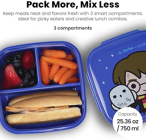 Miniatura 4 de Yoobi Harry Potter X Hedwig Bento Box & Ice Pack  Regalo divertido para niños  Lonchera de 3 compartimentos, apta para lavavajillas y microondas,