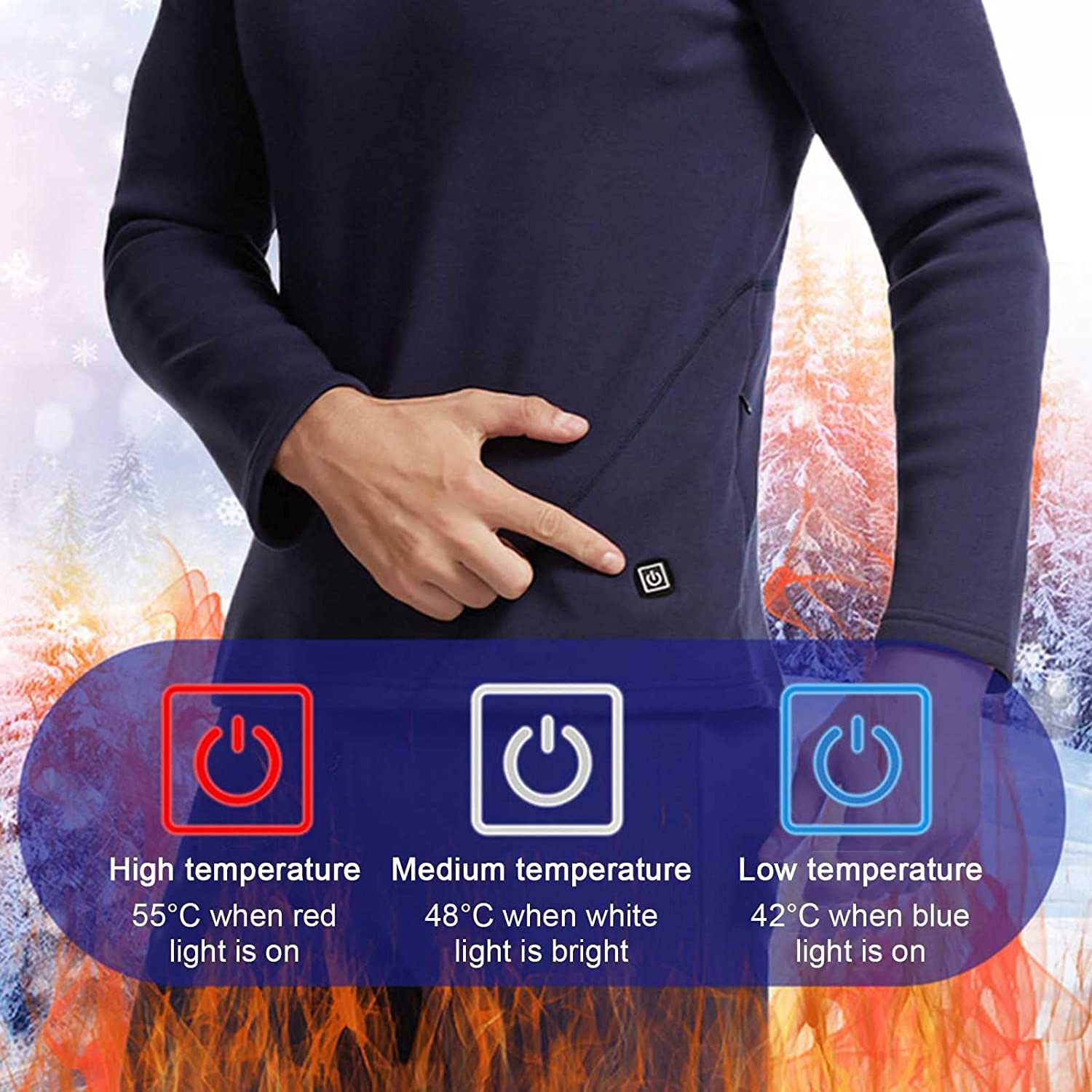 Komplet bielizny męskiej podgrzewany termiczny góra i dół dla mężczyzn, podgrzewana koszulka USB podgrzewana elektrycznie bielizna termoaktywna (Color : Czarny, Size : XXL-XXLarge)