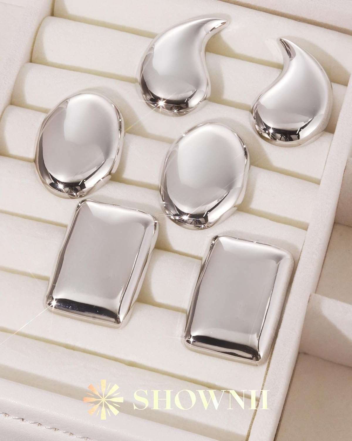 SHOWNII Post Teardrop Chunky Hoop Earrings - Lightweight 14K Real Gold Plated 925 Sterling Silver Dangle Earrings Drop Earrings, Hypoallergenic Fashion Jewelry for Women - Image 6