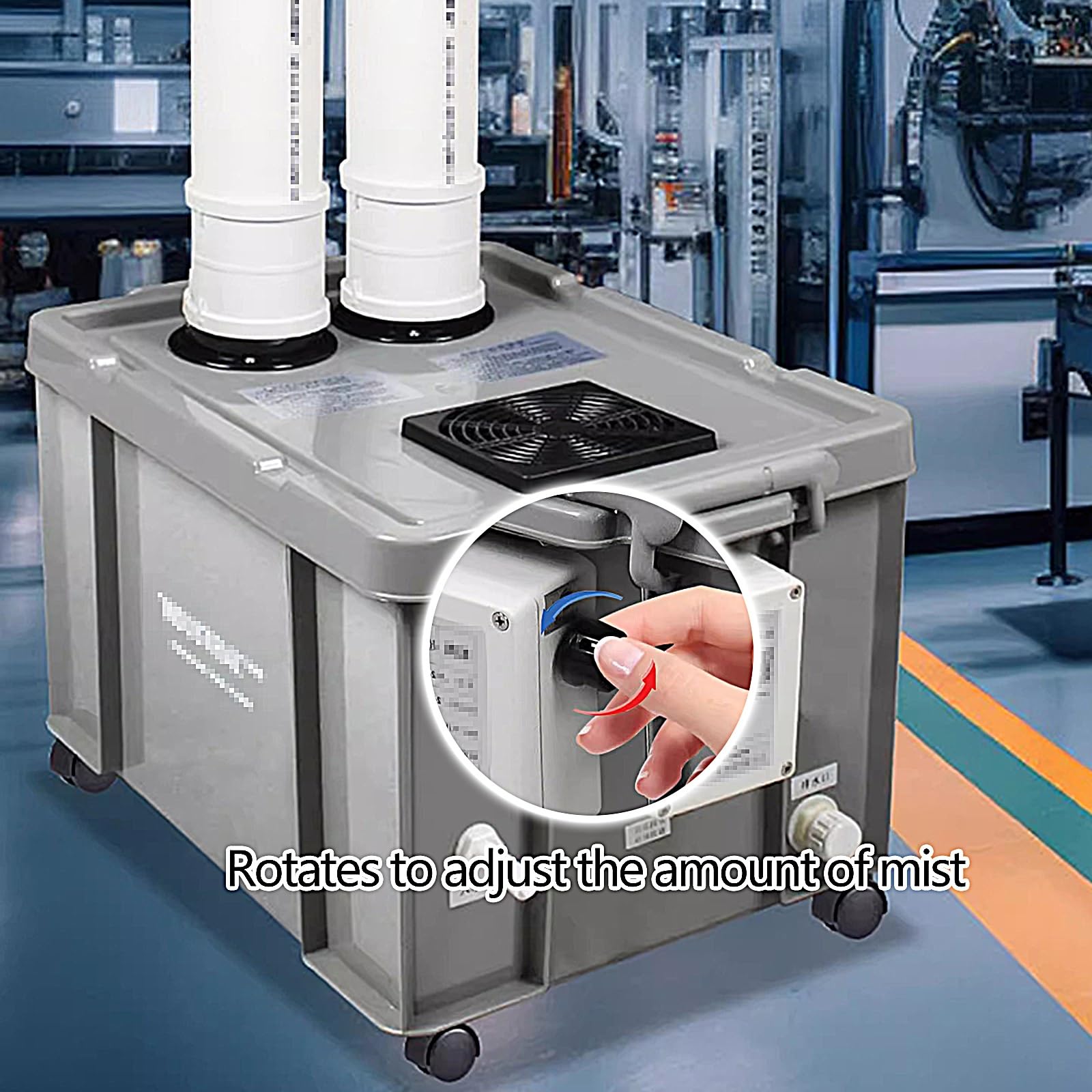 200W-1500W Nawilżacze Komercyjne i Przemysłowe Ultradźwiękowy Nawilżacz Powietrza Atomizer ze Stali Nierdzewnej Przełącznik Czasowy 24h Użyj Obszaru 20-180㎡(43.5 * 29 * 24.1cm)