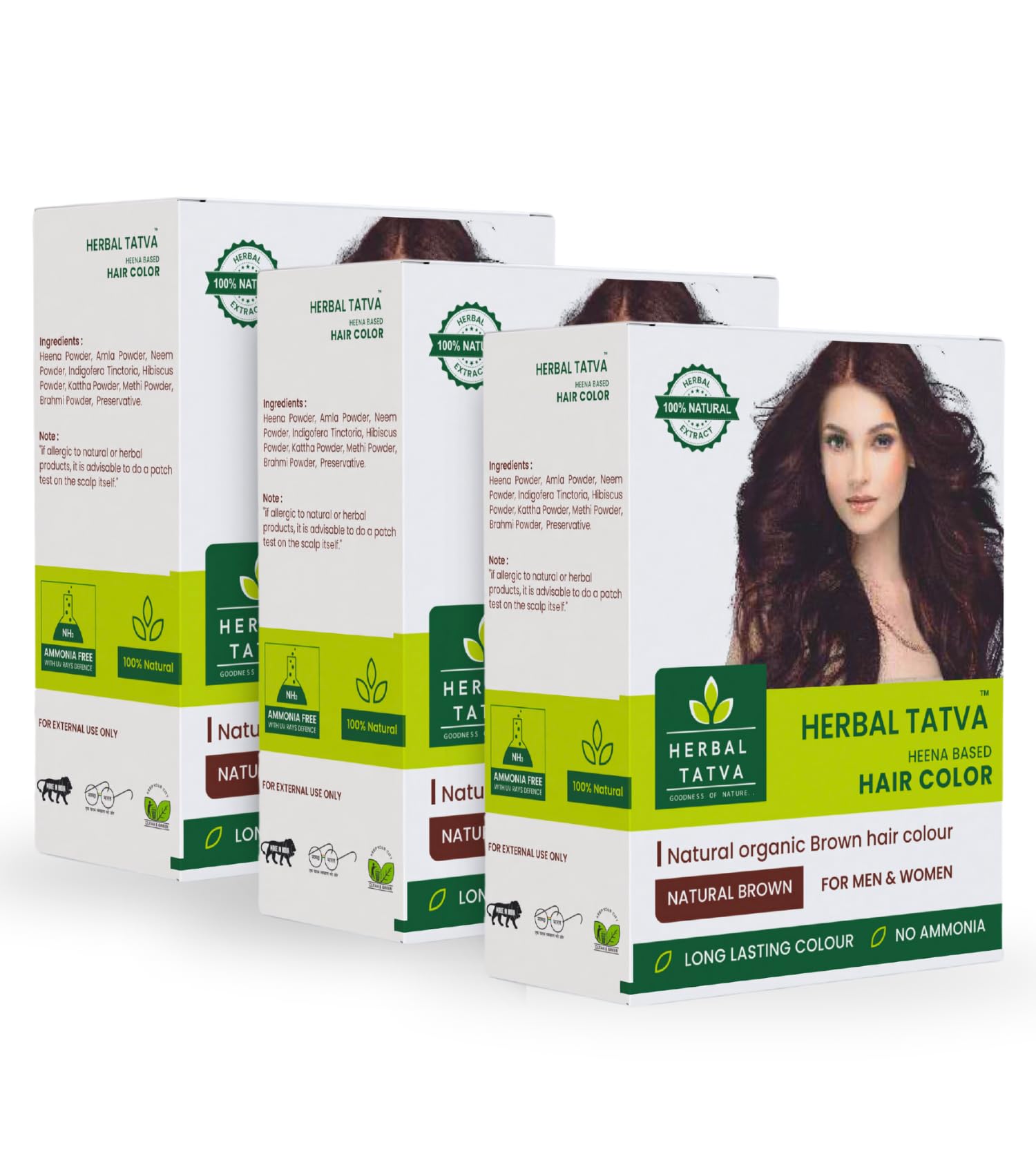 HERBAL TATVA - GOODNESS OF NATURE Natural Brown Hair Colour 300g | Henna Powder for Hair Brown | Natural Hair Colour Without Chemicals | Long Lasting & Chemical Free | 100g X 3-image-32