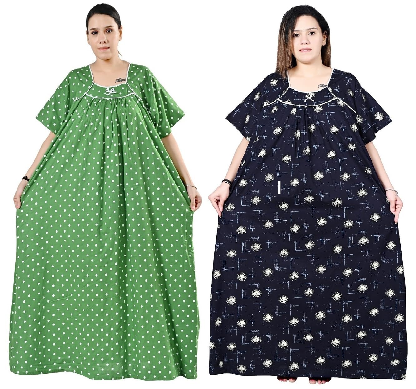 bindass female collection Plus Size Women Nighty Cotton Maxi Printed Jumbo Gown Size 5XL to 10XL (Pack of 2)-picture-39