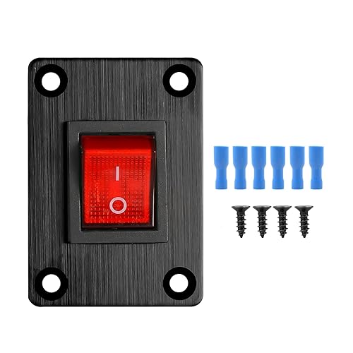 Vista 50 de Interruptor basculante de barco KCD1 negro de 2 posiciones y 2 pines SPST interruptor de panel 6A 250VCA 10A 125VAC, con 4 terminales azules 1pcs