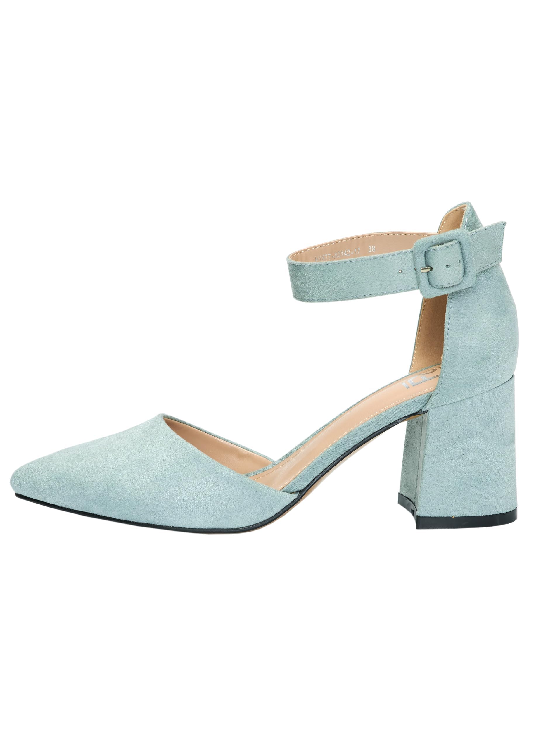 Scarpe con Tacco, 7 cm Tacco Largo, Décolleté Donna, Nero/Beige/Fucsia/Viola/Rosso/Bordo/Blu/Bianсhe/Verde/Grigie/Vernice, Tessile/Similpelle, Cinturino alla Caviglia, H1877-A0142