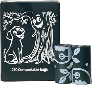 Porus 100% certified home compostable pet waste bags - ASTM D6400 EN13432 & TUV Austria Home compostable compliant. Extra large dog poop bags rolls for dogs of every size [18 rolls/box =270 bags].
