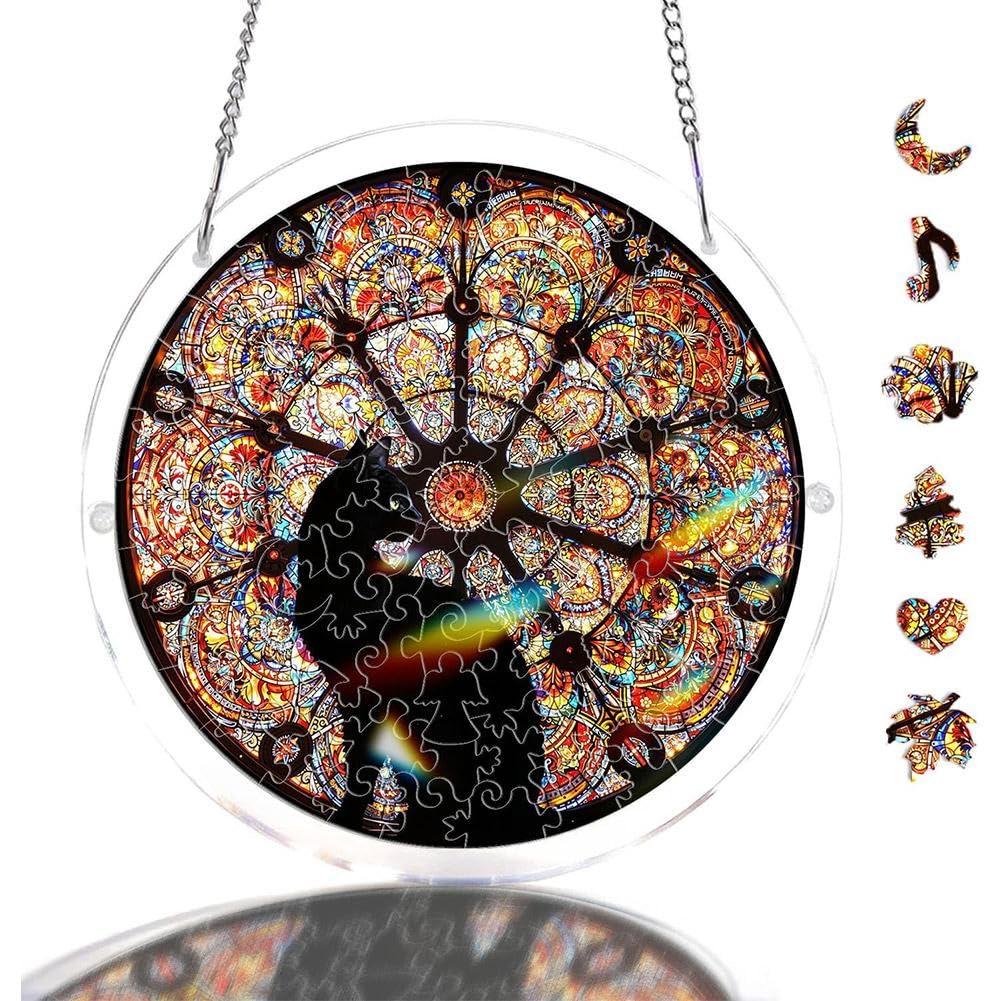Acrylic Puzzles Suncatcher Window Hanging, Acrylic Puzzle for Adult, 83 Pieces Acrylics Jigsaw Puzzle Suncatcher, Colorful Flame Hummingbird Sun Catchers Window Hanging Panel (Style F) — view 14